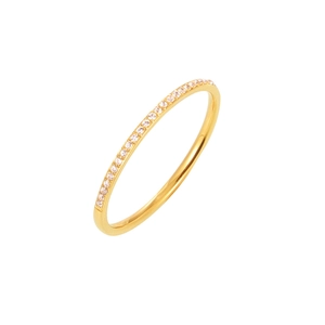 Bague minimaliste en acier inoxydable plaqué or 18k avec micro-pavé de zircones