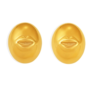 Moderne minimalistische gouden lipvormige oorknopjes met gepolijste spiegelafwerking