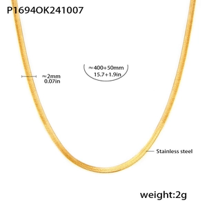 Detalles de tamaño y especificaciones del collar de cadena de serpiente de acero 2mm