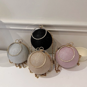 Pochettes de soirée sphériques à strass avec poignées rondes en quatre couleurs élégantes