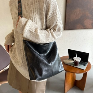 Large black vintage tote bag with ethnic embroidered wide strap for women commute