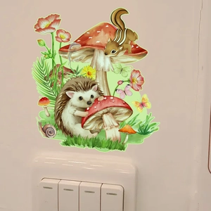 Luminous cartoon animal and mushroom wall stickers for light switch room decor