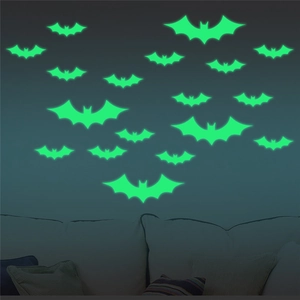 Halloween Glow In The Dark Bat Wall Stickers Fluorescent Luminous Bat Decals For Kids Bedroom Party Home Wall Decor