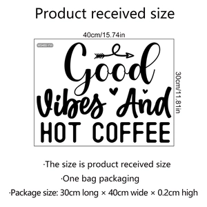 Black Good Vibes and Hot Coffee wall sticker decal with heart and arrow elements for home decor