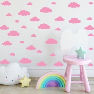 Pink cloud wall stickers for nursery and kids bedroom wall decoration with DIY clouds