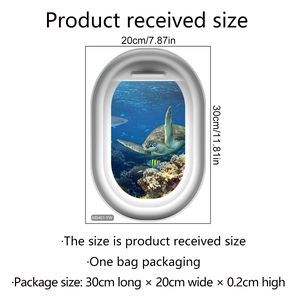 3D sea turtle wall sticker with coral reef ocean window design for bathroom decor