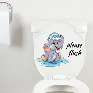 Adesivo per WC con simpatico elefante e scritta Please Flush per decorazione bagno