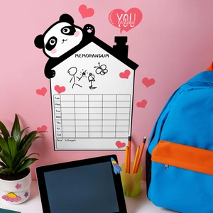 Panda themed weekly planner whiteboard wall sticker with memo section and schedule grid