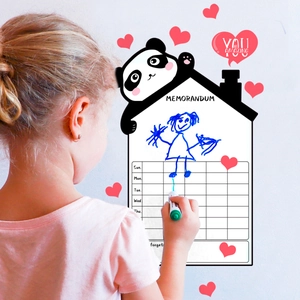 Panda house magnetic whiteboard wall sticker with weekly schedule for kids room decoration