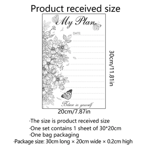 Erasable whiteboard wall sticker with floral butterfly design measuring 30x20cm size