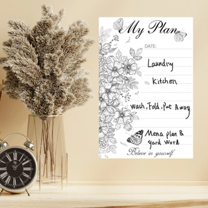 Floral butterfly erasable whiteboard wall sticker with 'My Plan' schedule and clock decor