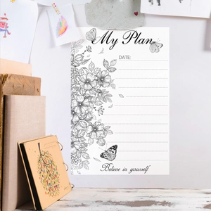 Floral butterfly whiteboard wall sticker with My Plan layout and motivational quote