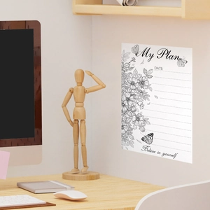 Reusable whiteboard wall sticker with black floral patterns and My Plan title for home decor