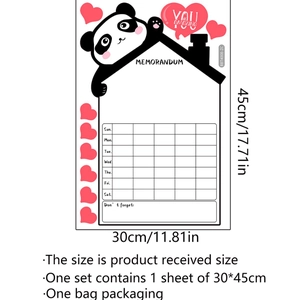 Panda pink heart weekly whiteboard wall sticker memo planner for kids room 30x45cm