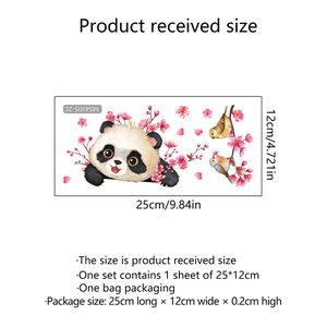 DIY removable wall sticker with cute panda and pink cherry blossoms for nursery decoration