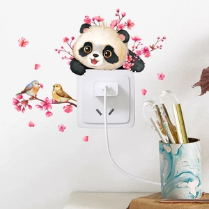 Panda and cherry blossom wall sticker decoration for living room home light switch