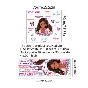 Sticker mural fille avec papillons et citations pour décoration de chambre
