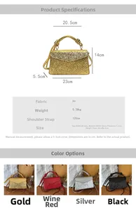 Detailed size chart and multi-color display of the textured lychee pattern crossbody bag