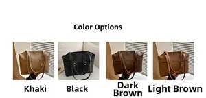 Four-color display of large-capacity casual tote bags in khaki, black, and brown shades