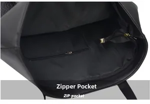 Detail view of large tote bag inner lining with high-quality zipper pocket functionality