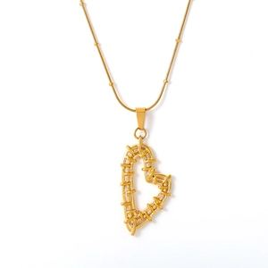 Collana con doppio cuore dorato con design intrecciato e catena a serpente con sfere