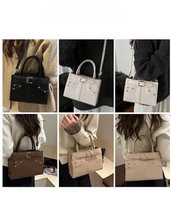 Collage of leather tote bags in black, beige, and brown with adjustable shoulder straps
