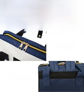 Detail showing durable reinforced stitching and high-quality dual metal zippers on the bag