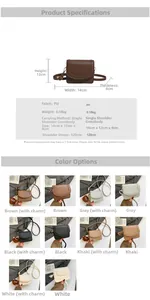 Detailed multi-color display of mini PU crossbody bags with magnetic closures and straps