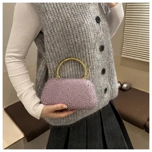 Borsa Da Sera Con Strass Manico In Bambù Dorato Lusso Borsa A Tracolla Per Donna Elegante Festa Matrimonio Pochette