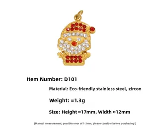 Detail of Santa Claus zircon pendant in stainless steel with 17mm x 12mm dimensions