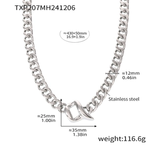 Detailed specs of heavy stainless steel Cuban chain necklace with dimensions and weight