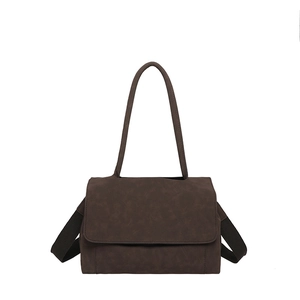Dark brown faux leather tote bag with dual straps and large capacity for daily commuting