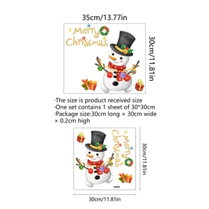 Détails du sticker mural bonhomme de neige Joyeux Noël 30x30cm avec plan et dimensions