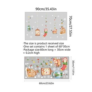 Kerstman en sneeuwpop raamstickers set inclusief 60x30cm lay-out voor decoratie