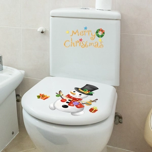 Stickers de Noël pour abattant de toilette avec bonhomme de neige et texte