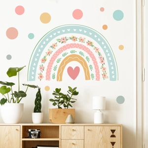 Bohemian rainbow wall stickers with Morandi dots for nursery and bedroom wall decor