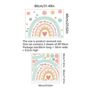 Bohemian rainbow floral wall decal set with dots and hearts for modern nursery decor