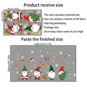 Christmas Gnome and snowflake window stickers size chart showing layout and dimensions