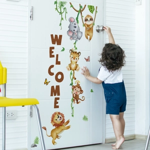 Stickers muraux animaux de la jungle et WELCOME pour décoration de chambre d'enfant