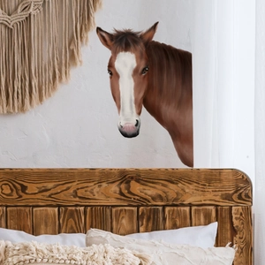 Self-adhesive brown horse head wall sticker for living room and bedroom home decor