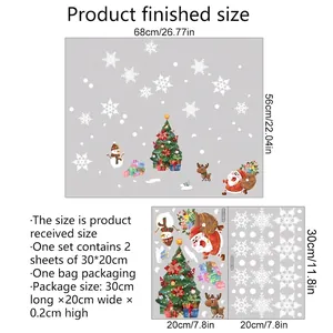 Christmas window stickers set with Santa and snowman, dimensions 68x56cm for home decor