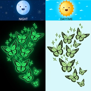 Luminous butterfly and star wall decals with glowing effect for kids room decor