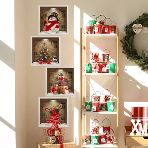 Detailed 3D Christmas tree and snowman wall stickers with a 24-day advent countdown set
