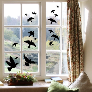 Black Bird Silhouette Window Decals PVC Anti-Collision Glass Stickers For Home Decor Living Room Bedroom DIY Wall Art
