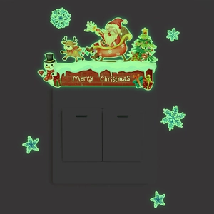 Leuchtende Weihnachts Wandaufkleber Glühen Im Dunkeln Weihnachtsmann Rentier Schneemann Schalter Dekoration Aufkleber Für Haus Party Festlich