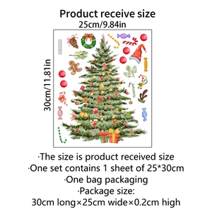 Stickers muraux sapin de Noël et bonbons avec dimensions et mise en page déco