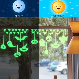 Glow in the dark Halloween window stickers featuring pumpkin and ghost for wall decoration