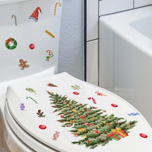 Stickers de Noël avec sapin et bonhomme de pain d'épices pour décoration de WC