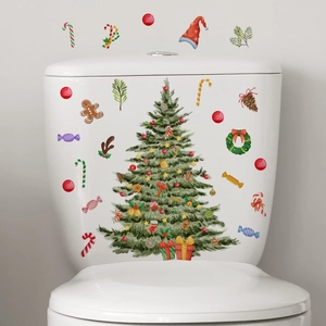 Stickers muraux sapin de Noël et sucres d'orge pour décoration festive de salle de bain