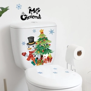 Stickers de toilettes de Noël avec bonhomme de neige et sapin pour déco festive